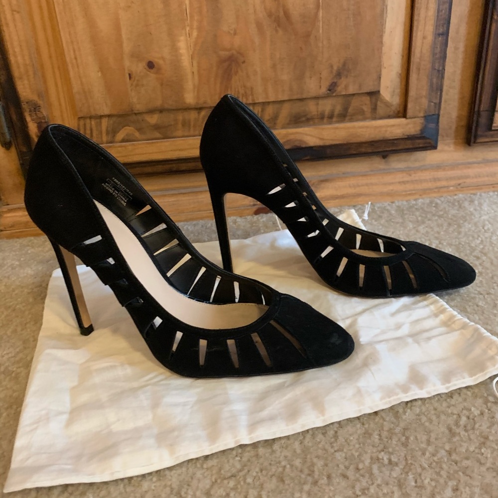 Zara Cut-out Suede Stiletto Black